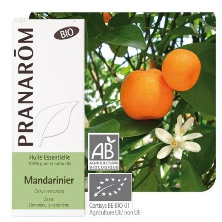 Huile essentielle Mandarinier zeste bio Pranarôm 10 ml pour relaxation et sommeil