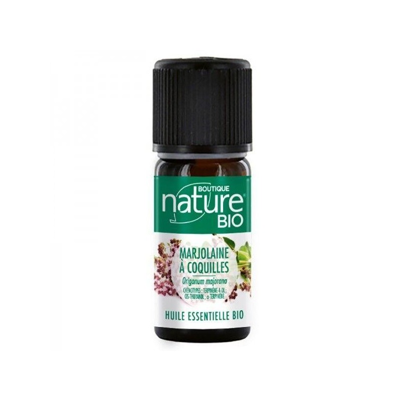 Flacon de Marjolaine à coquilles bio 10 ml pour apaiser le stress et favoriser un sommeil réparateur