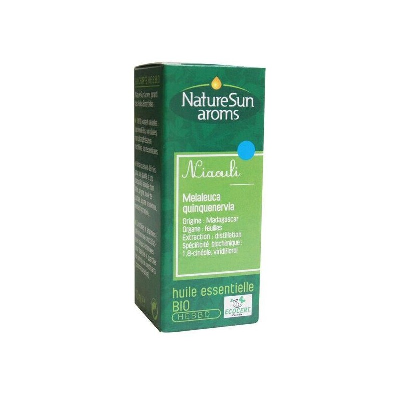 Huile essentielle Niaouli bio NatureSun'Arôms 10 ml pour purifier l'air et apaiser la peau.