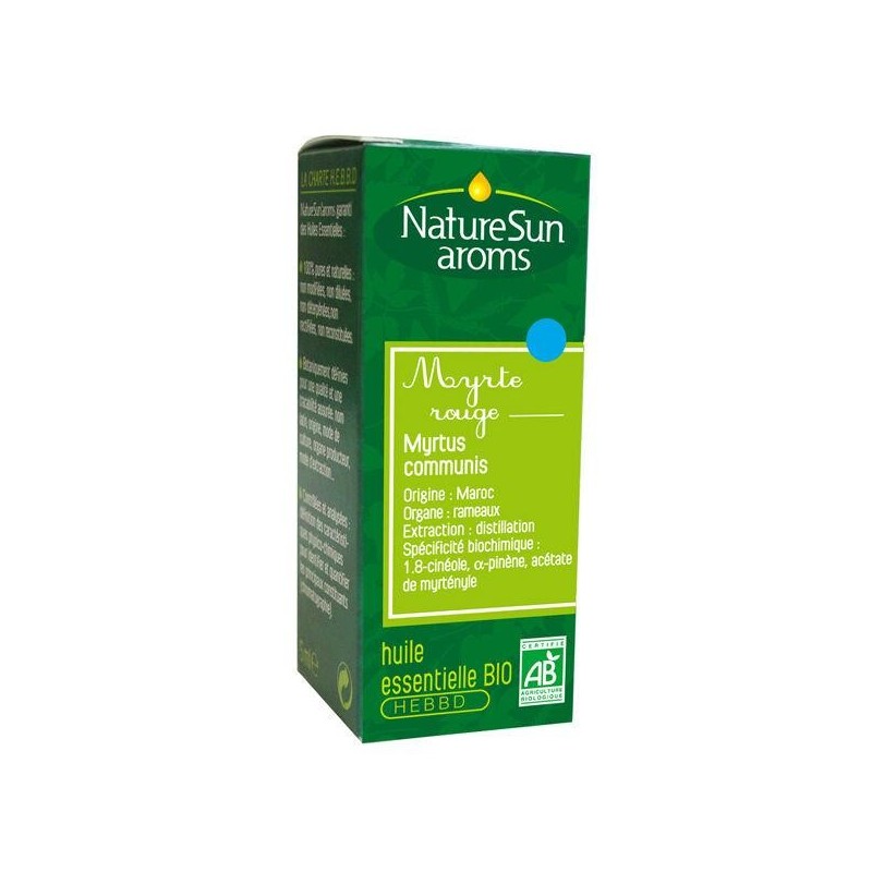 Huile essentielle myrte rouge bio 10 ml pour voies respiratoires et bien-être