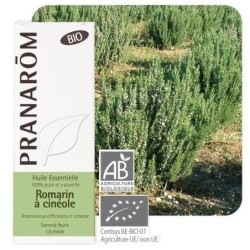 Flacon de 10 ml d'huile essentielle de romarin à cinéole bio Pranarôm