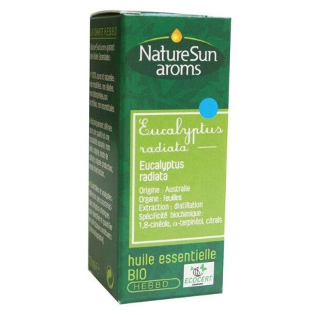 Huile essentielle Eucalyptus Radiata bio de NatureSun Aroms pour une protection optimale des voies respiratoires.