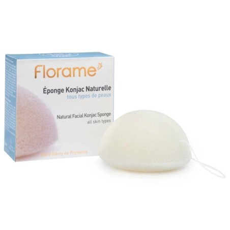 Eponge konjac naturelle Florame pour un nettoyage doux et efficace du visage.