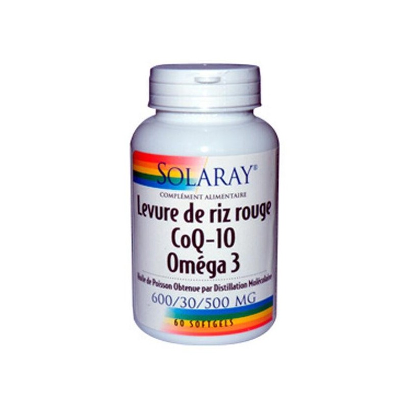 Complément alimentaire Solaray Levure de riz rouge + Co Q10 + Oméga 3
