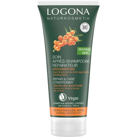 Soin après-shampoing réparateur argousier bio pour cheveux abîmés - Logona