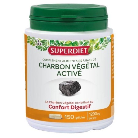 Charbon Végétal Activé de Superdiet pour le confort digestif et l'élimination des toxines.