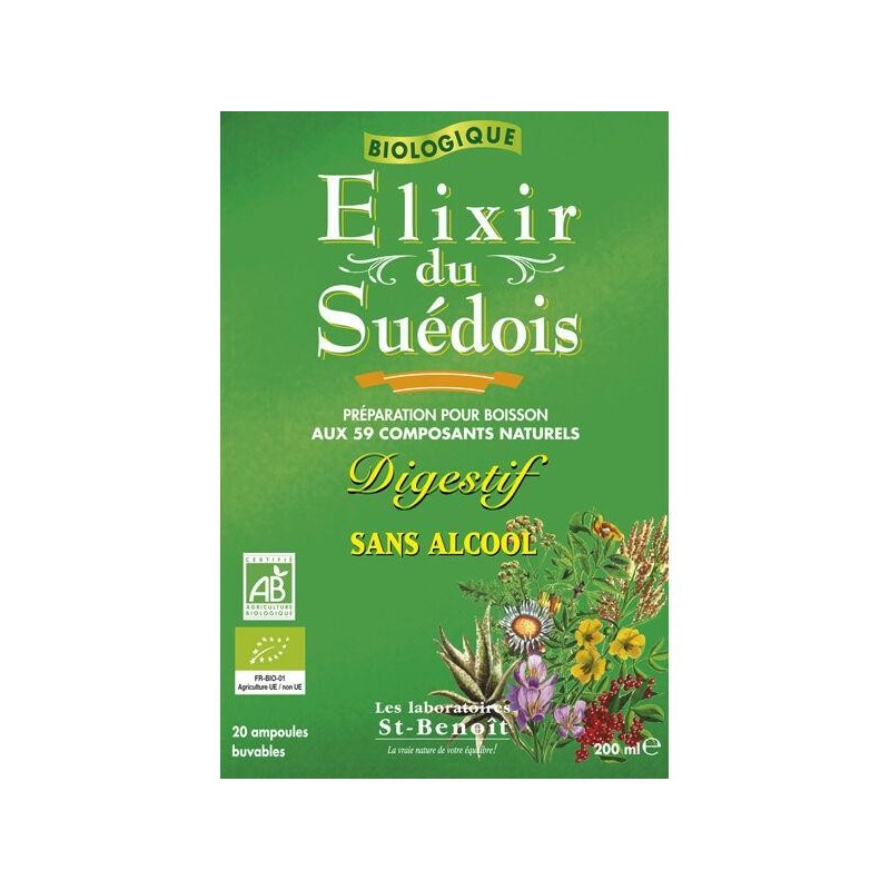 Elixir du Suédois bio ampoules sans alcool pour digestion