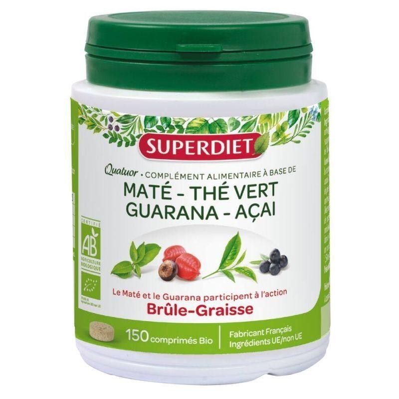 Quatuor Brûle graisses bio comprimés Super Diet pour perte de poids et affinement de la silhouette