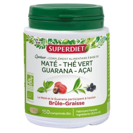 Quatuor Brûle graisses bio comprimés Super Diet pour perte de poids et affinement de la silhouette