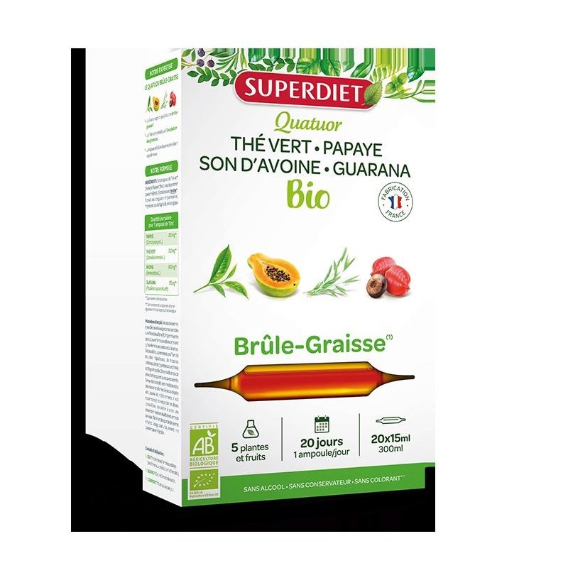 Quatuor Brûle-Graisse bio Superdiet pour la gestion du poids avec plantes naturelles