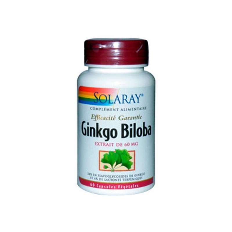 Complément alimentaire Solaray Ginkgo Biloba standardisé 60mg