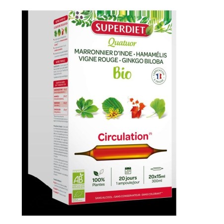 Quatuor bio Circulation Super Diet pour améliorer la circulation sanguine et le bien-être des jambes.
