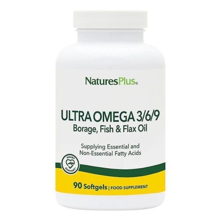 Complément alimentaire Ultra Omega 3/6/9 - 20 ampoules Nature's Plus pour soutenir la santé cardiovasculaire et digestive.