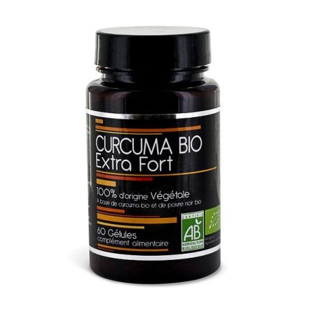 Complément alimentaire Curcuma bio et poivre noir bio NutriVie pour soutenir le système immunitaire et améliorer le bien-être.