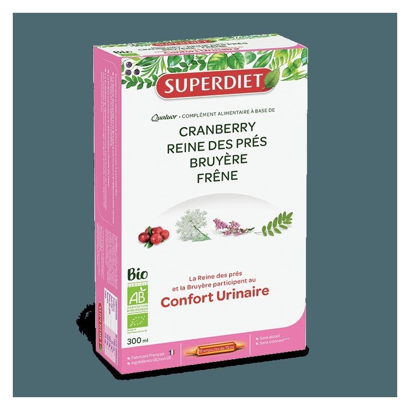 Quatuor Confort Urinaire bio de Superdiet pour le bien-être urinaire naturel.