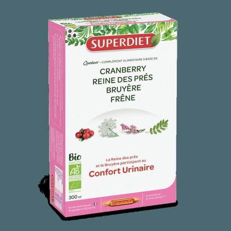 Quatuor Confort Urinaire bio de Superdiet pour le bien-être urinaire naturel.