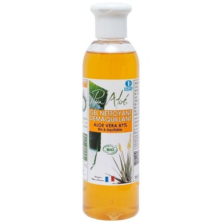 Gel nettoyant démaquillant bio 87% Aloé Vera Pur'Aloé 200 ml pour peau hydratée et régénérée