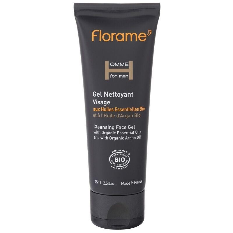 Gel nettoyant visage bio Homme de Florame avec huile essentielle de Cèdre et argan