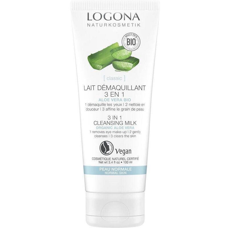 Lait démaquillant 3 en 1 Aloé vera bio de Logona pour nettoyer