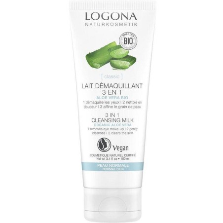 Lait démaquillant 3 en 1 Aloé vera bio de Logona pour nettoyer