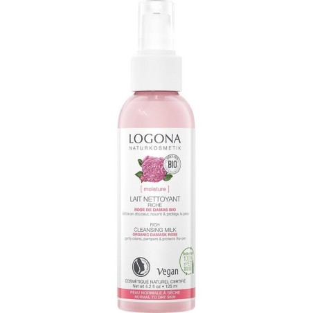 Logona Lait nettoyant démaquillant Rose de Damas bio 75 ml pour peau normale à sèche