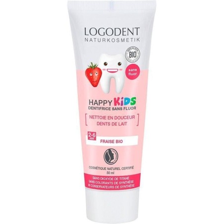 Dentifrice bio enfant à la fraise Happy Kids Logona