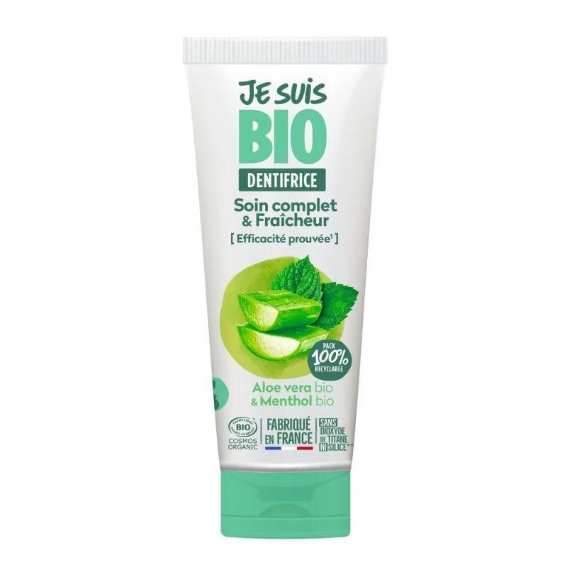 Dentifrice Soin Complet and Fraicheur Menthe Aloe vera bio pour une hygiène bucco-dentaire naturelle et efficace.