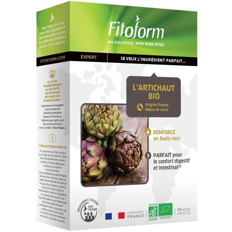 Complément alimentaire Fitoform Artichaut français BIO pour la détoxification du foie et le confort digestif.