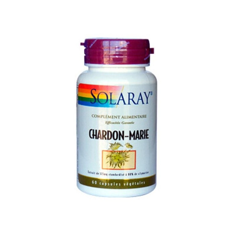 Complément alimentaire Solaray Chardon-Marie 175mg 60 capsules pour la détoxification et la protection du foie.