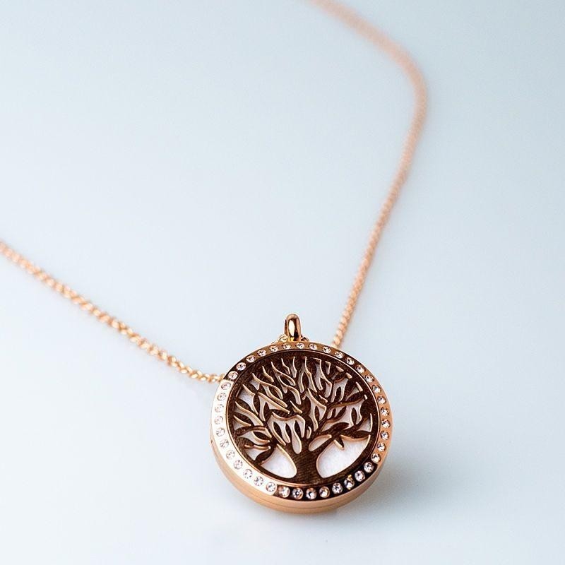 Collier Silvaé diffuseur d'huile essentielle en or rose