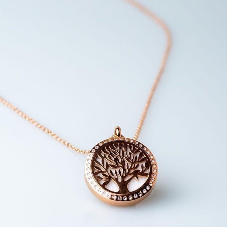 Collier Silvaé diffuseur d'huile essentielle en or rose