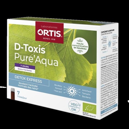 D-Toxis Pure'Aqua Framboise Camomille bio - Complément détox pour soutenir les reins et éliminer l'eau