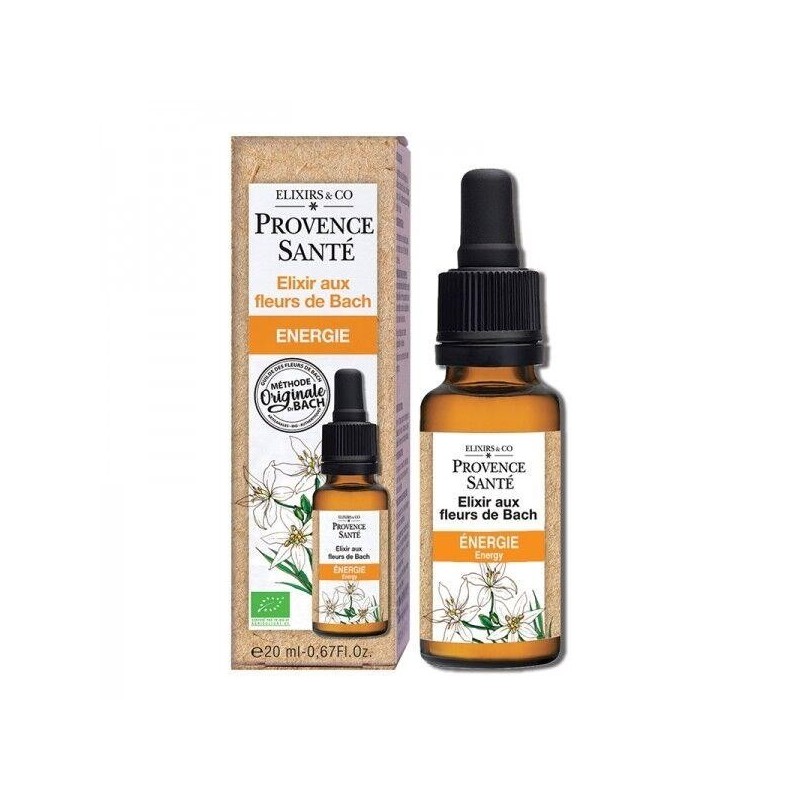 Énergie bio Elixir aux fleurs de Bach de Provence Santé pour retrouver vitalité et dynamisme naturel.