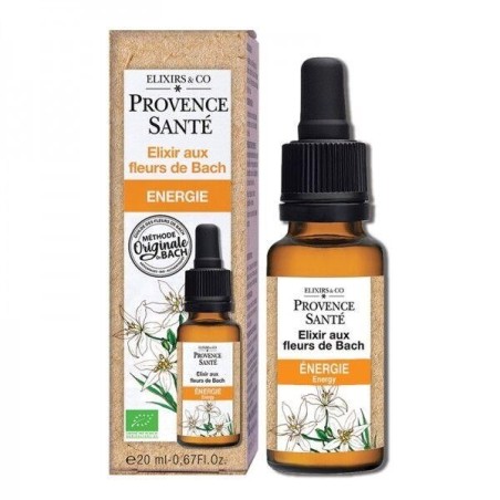 Énergie bio Elixir aux fleurs de Bach de Provence Santé pour retrouver vitalité et dynamisme naturel.