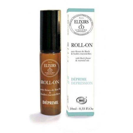 Roll-on Déprime aux fleurs de Bach bio de Elixirs and Co pour apaiser tristesse et retrouver joie de vivre.