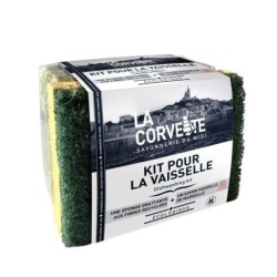Kit Vaisselle Savon et Eponge écologique pour un nettoyage efficace et respectueux de l'environnement.