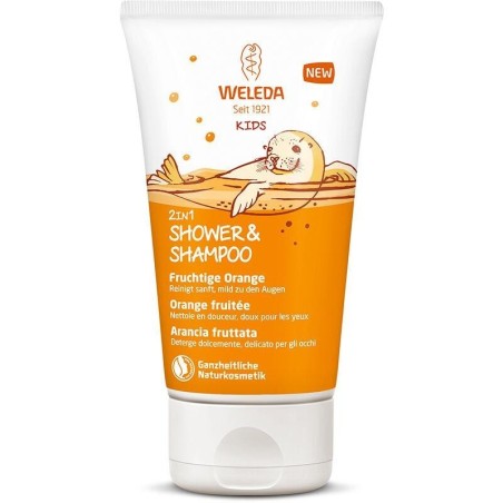 Crème de douche corps et cheveux enfants Weleda Orange Fruitée bio
