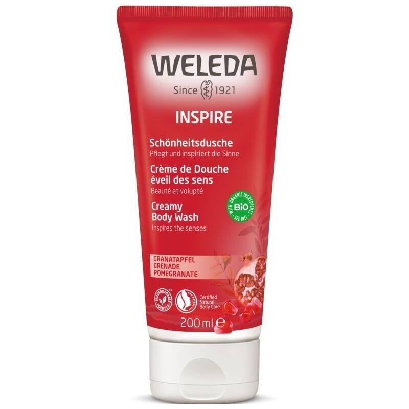 Crème de Douche éveil des sens Grenade bio Weleda - soin doux pour peaux sèches