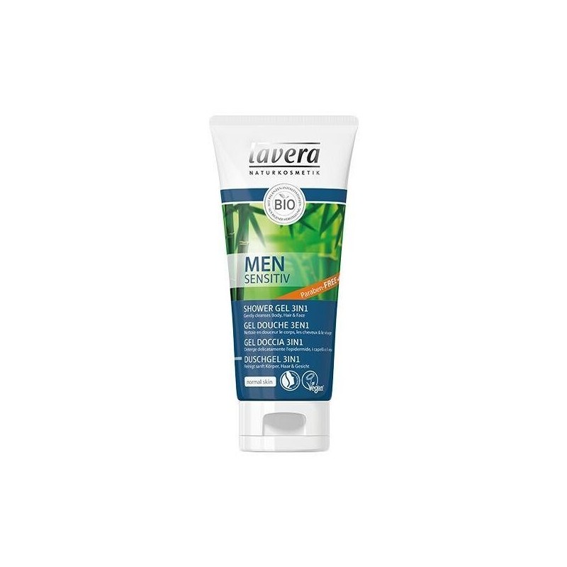 Gel Douche 3 en 1 bio Men Sensitiv de Lavera pour hommes à peau sensible