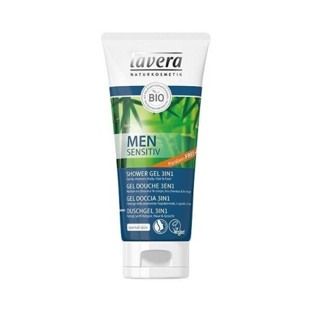 Gel Douche 3 en 1 bio Men Sensitiv de Lavera pour hommes à peau sensible