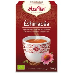 Infusion ayurvédique Echinacea bio de Yogi Tea pour renforcer le système immunitaire naturellement avec des ingrédients bio.