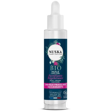 Huile capillaire fortifiante bio de Nuska pour cheveux cassants