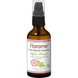 Huile végétale bio de Rosier Muscat Florame pour peaux fatiguées et cicatrices