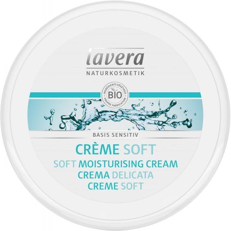 Crème soft Basis sensitiv bio de Lavera - Hydratation intense pour peaux sèches et sensibles.