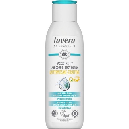 Lait corps raffermissant Aloe vera Q10 bio de Lavera pour une peau hydratée et souple