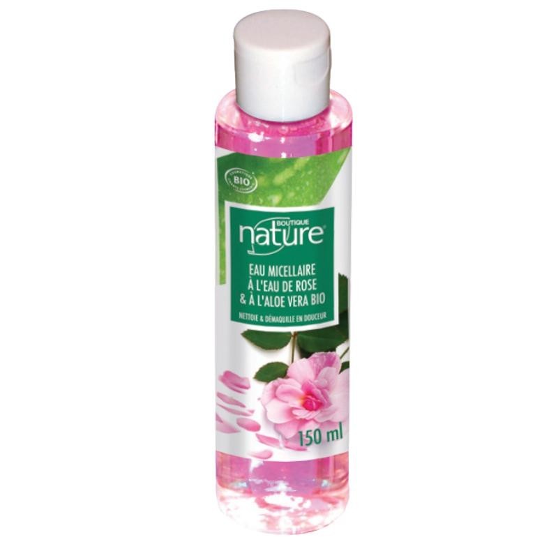 Eau micellaire à la rose et aloe vera bio - démaquillant doux pour peaux sensibles