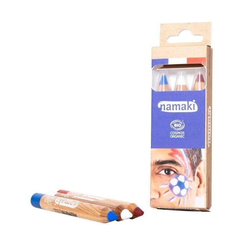 Kit 3 crayons de maquillage bio enfants Bleu Blanc Rouge de Namaki