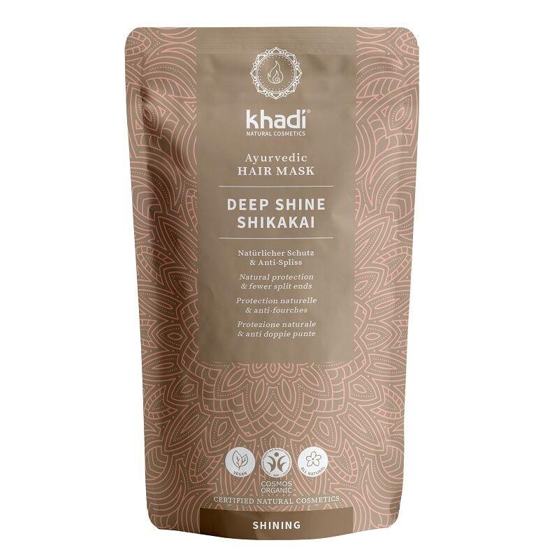 Masque capillaire ayurvédique Deep Shine Shikakai bio pour brillance et soin des cheveux ternes et abîmés