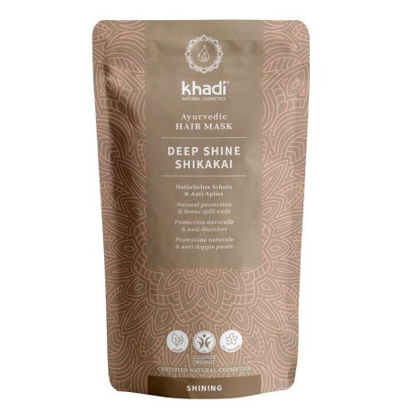 Masque capillaire ayurvédique Deep Shine Shikakai bio pour brillance et soin des cheveux ternes et abîmés