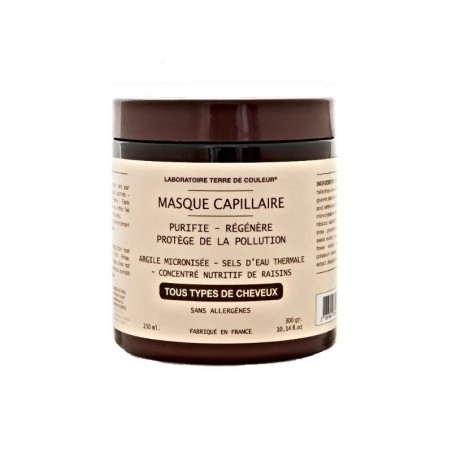 Masque capillaire purifiant bio en gélules pour détoxifier et revitaliser les cheveux de Terre de Couleur.